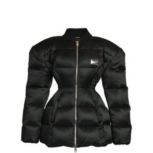 Dolce & Gabbana Black Puffer Jacket that’s cinched in the waist. Size 40